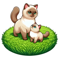 AI generated Tonkinese Cat Warm family illustration png