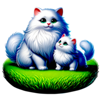 AI generated Turkish Angora Cat Warm family illustration png