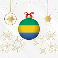 Navidad pelota adornos Gabón bandera celebracion vector