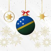 Navidad pelota adornos Salomón islas bandera celebracion vector