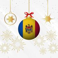 Navidad pelota adornos Moldavia bandera celebracion vector