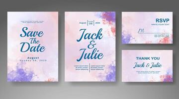 Wedding invitation with abstract watercolor background vector