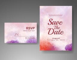 Wedding invitation with abstract watercolor background vector