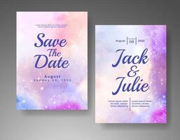 Wedding invitation with abstract watercolor background vector