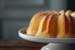 AI generated Lemon Pound Cake dessert with citrus glaze on a sugary sweet baking treat photo