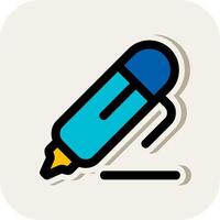 Pen 2 Line Filled White Shadow Icon vector