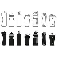 Deportes botella icono vector colocar. botella ilustración firmar recopilación. deporte símbolo. agua logo.