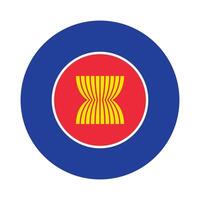 Flat Illustration of ASEAN flag vector icon design. Asean circle flag. Round of Asean flag.