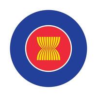 Flat Illustration of ASEAN flag vector icon design. Asean circle flag. Round of Asean flag.