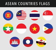 asociación de Sureste asiático naciones todas miembros banderas diseño. colección de asean país redondo banderas vector