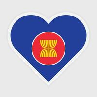 Flat Illustration of Asean flag in Heart shape. Vector Asean flag in Heart.