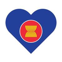 Flat Illustration of Asean flag in Heart shape. Vector Asean flag in Heart.