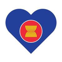 Flat Illustration of Asean flag in Heart shape. Vector Asean flag in Heart.