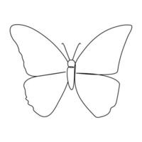 Continuous one line butterfly outline vector isolated on white background. Vector Illustration