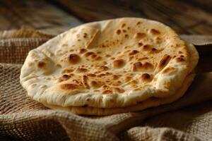 AI generated Pita bread flatbread food bakery Mediterranean healthy snack baked traditional photo