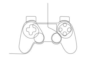 Continuous one line drawing of game stick. Joystick gaming controller. outline vector illustration.