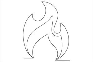 Continuous one line drawing fire art Vector illustration of white background