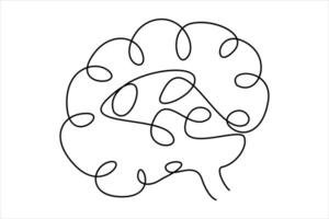 Continuous one line drawing of human brain. Hand drawn minimalism style. brain line art vector illustration