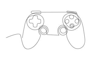 Continuous one line drawing of game stick. Joystick gaming controller. outline vector illustration.