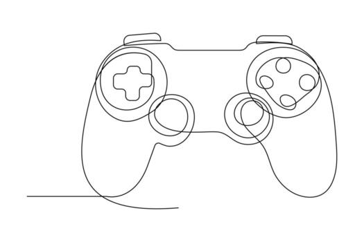 Continuous one line drawing of game stick. Joystick gaming controller. outline vector illustration.