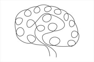 Continuous one line drawing of human brain. Hand drawn minimalism style. brain line art vector illustration