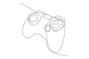 Continuous one line drawing of game stick. Joystick gaming controller. outline vector illustration.