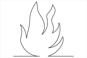 Continuous one line drawing fire art Vector illustration of white background