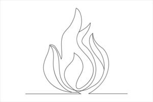 Continuous one line drawing fire art Vector illustration of white background