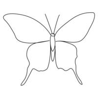 Continuous one line butterfly outline vector isolated on white background. Vector Illustration