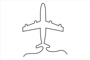 Continuous one line Airplan icon outline vector art illustration