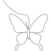 Continuous one line butterfly outline vector isolated on white background. Vector Illustration