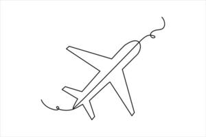 Continuous one line Airplan icon outline vector art illustration