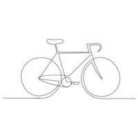 Continuous one line bycycle outline on a white background vector art illustration