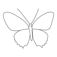 Continuous one line butterfly outline vector isolated on white background. Vector Illustration