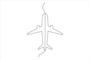 Continuous one line Airplan icon outline vector art illustration