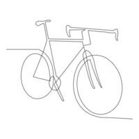 Continuous one line bycycle outline on a white background vector art illustration