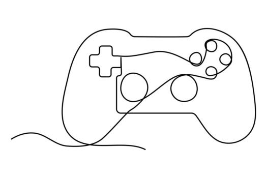 Continuous one line drawing of game stick. Joystick gaming controller. outline vector illustration.