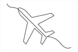Continuous one line Airplan icon outline vector art illustration