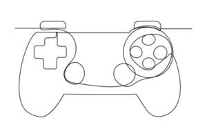 Continuous one line drawing of game stick. Joystick gaming controller. outline vector illustration.