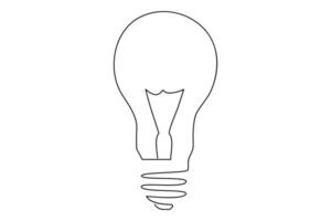 Light bulb isolated on white light bulb one line outline vector art illustration