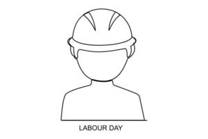 Continuous one line drawing labor day concept with lettering labour day isolated on white background.outline vector art illustration