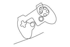 Continuous one line drawing of game stick. Joystick gaming controller. outline vector illustration.