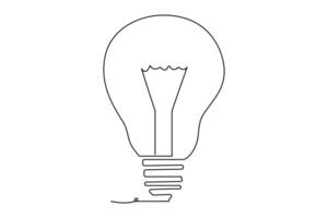 Light bulb isolated on white light bulb one line outline vector art illustration