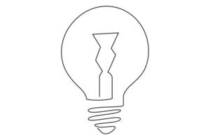 Light bulb isolated on white light bulb one line outline vector art illustration