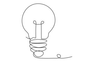 Light bulb isolated on white light bulb one line outline vector art illustration