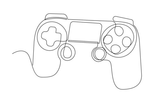 Continuous one line drawing of game stick. Joystick gaming controller. outline vector illustration.