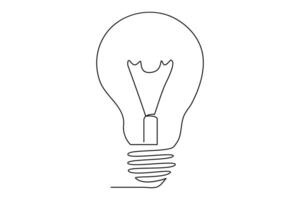 Light bulb isolated on white light bulb one line outline vector art illustration