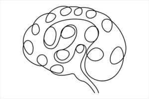 Continuous one line drawing of human brain. Hand drawn minimalism style. brain line art vector illustration