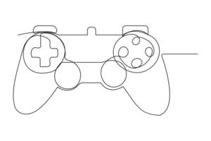 Continuous one line drawing of game stick. Joystick gaming controller. outline vector illustration.