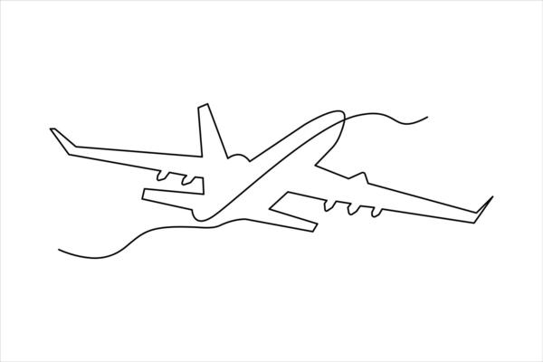 Continuous one line Airplan icon outline vector art illustration